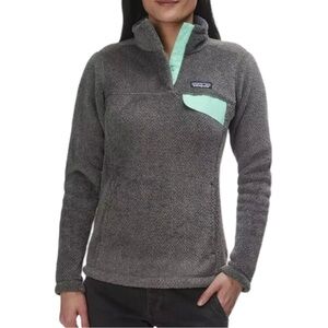 Patagonia Re-Tool Snap-T Fleece Pullover Feather Grey Turquoise Size XS
